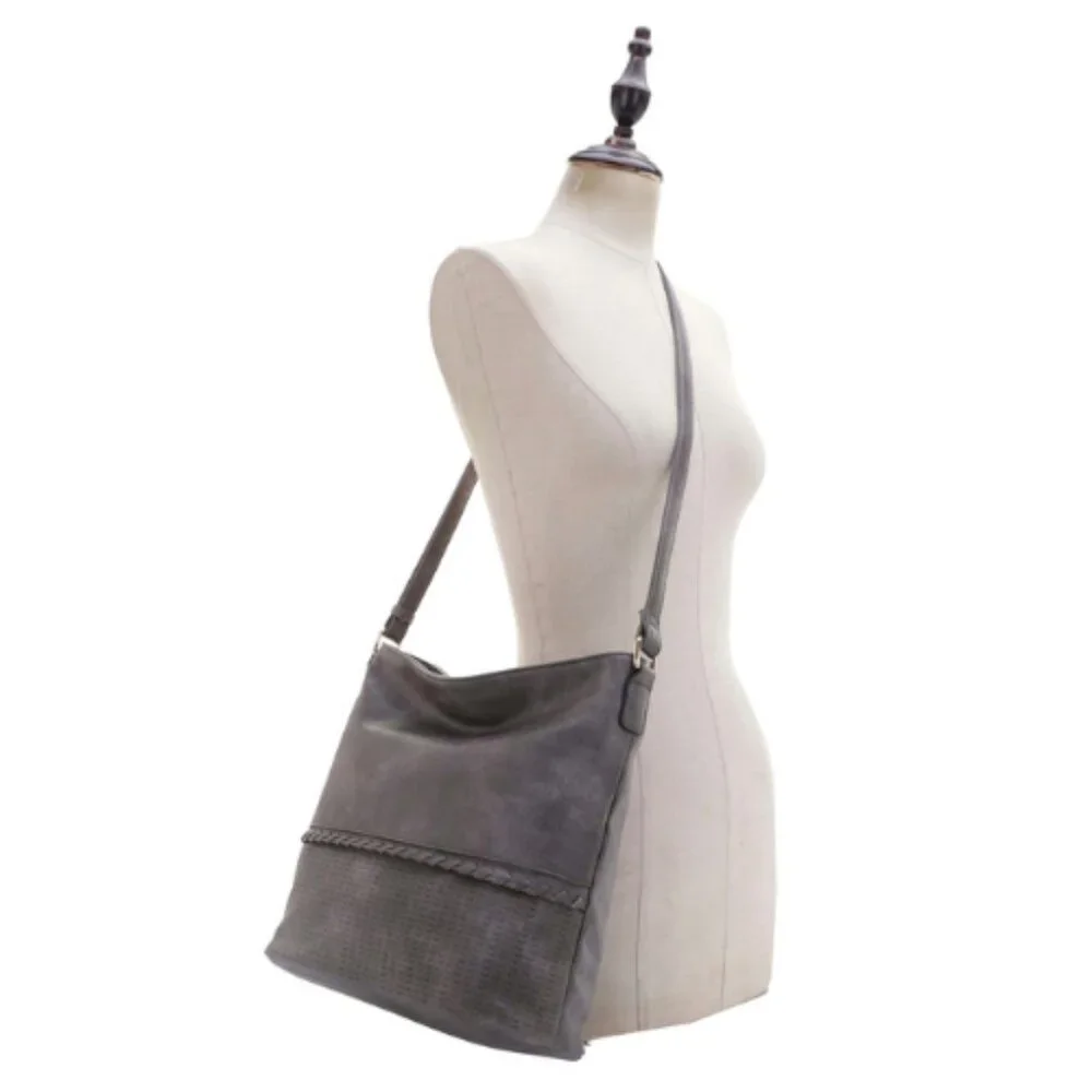 2-IN-1 Large Braided Handle Strap Hobo with Matching Pouch Set